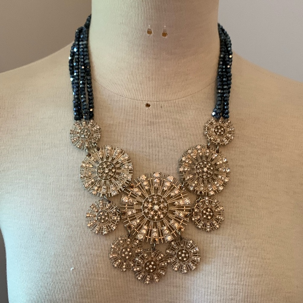 Gold & Crystal Medallion Beaded Necklace